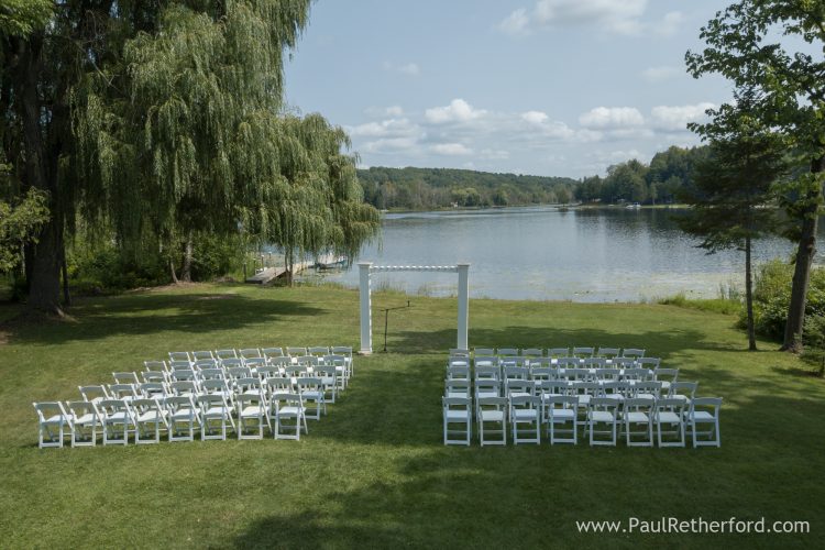 aerial wedding photo northern michigan