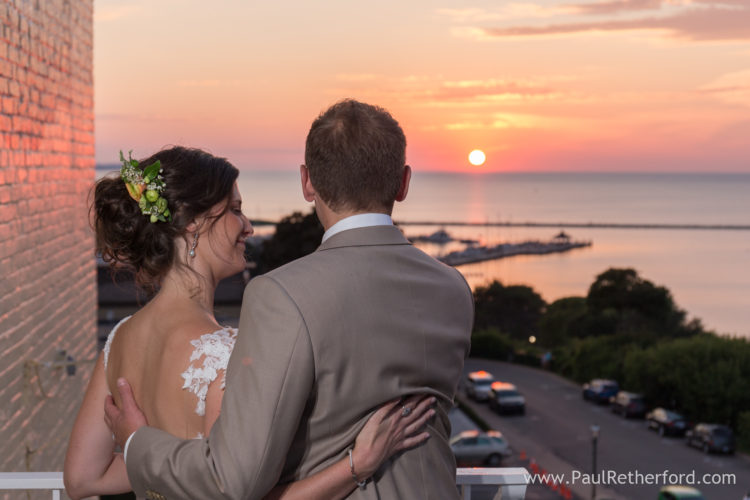 sunset wedding little traverse bay lake michigan photo
