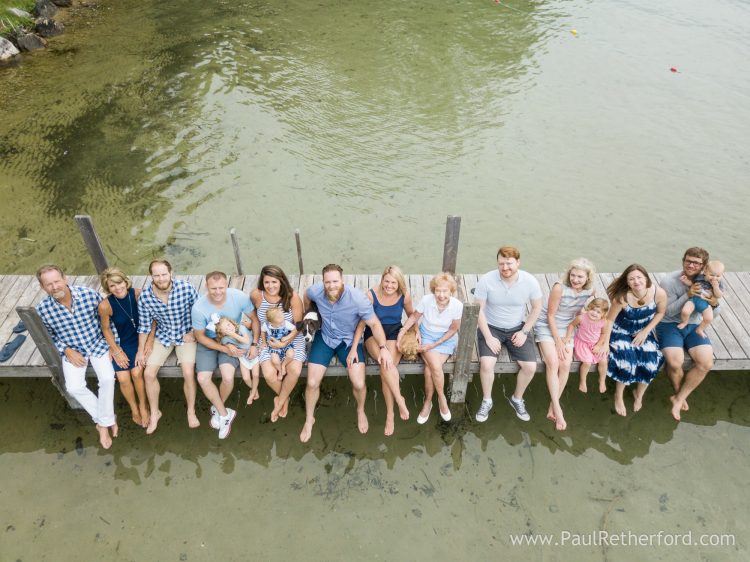 aerial walloon lake family photo