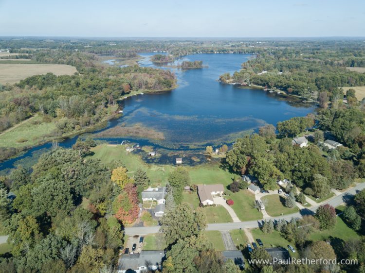 aerial photo pure michigan lake