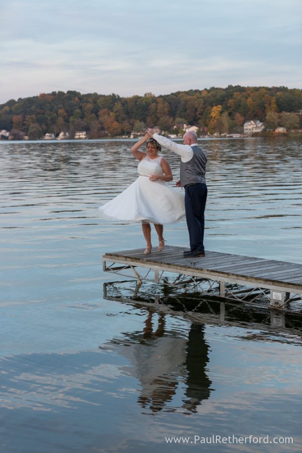 dancing on the dock wedding photo