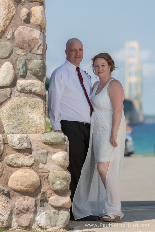 mackinac bridge park state wedding photo