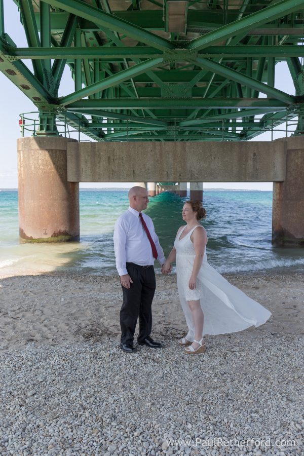 mackinac bridge wedding photo