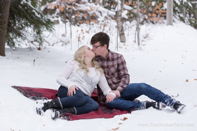 winter engagement northern michigan photo