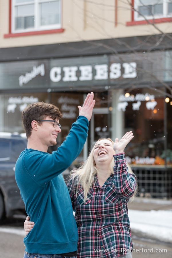 Fall snow Engagement Nubs Nob Petoskey area Photography Kaitlynn Jake