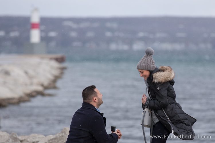 northern michigan surprise engagement photo
