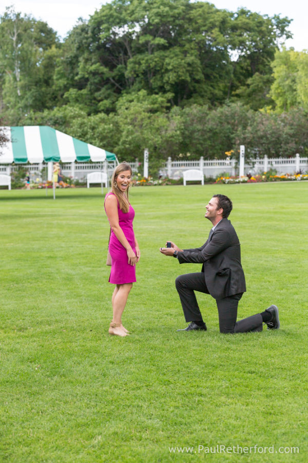 Grand Hotel surprise Engagement Mackinac Island Northern Michigan 