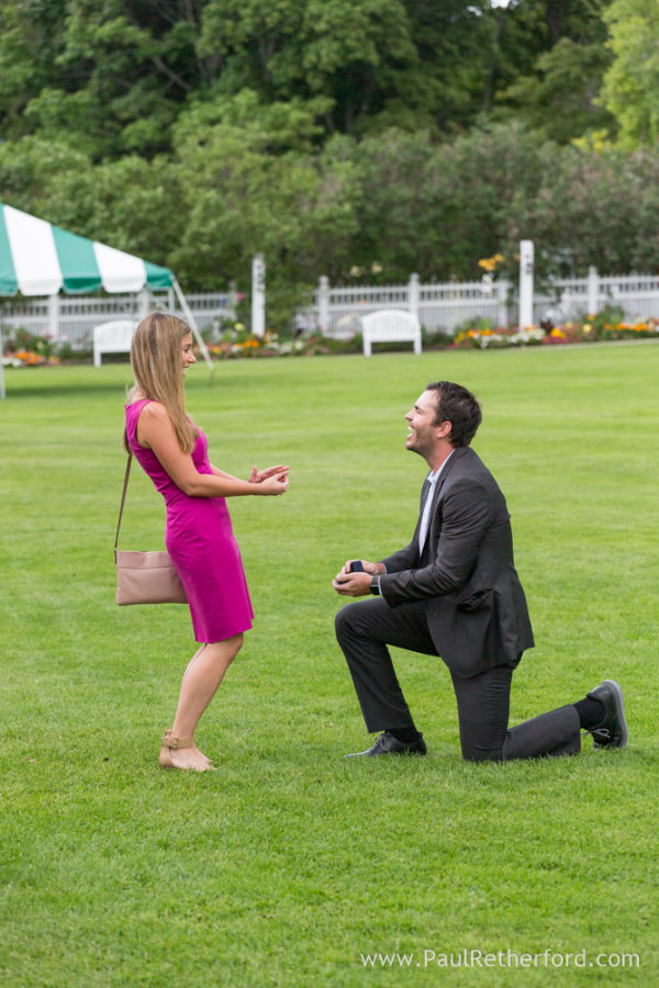 Grand Hotel surprise Engagement Mackinac Island Northern Michigan 