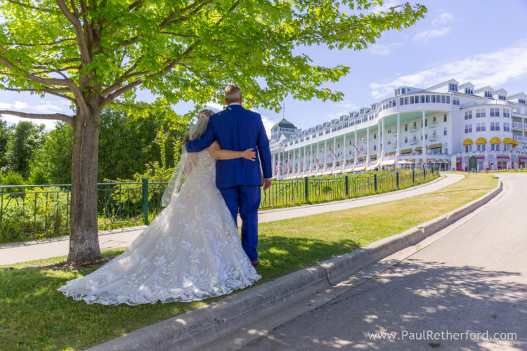 Grand Hotel Mackinac Island tea garden fountain lawn Wedding Photography
