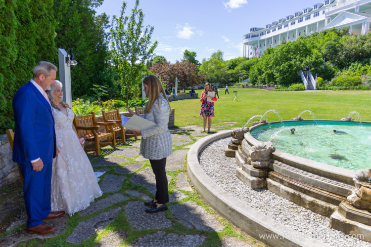 Grand Hotel Mackinac Island tea garden fountain lawn Wedding Photography