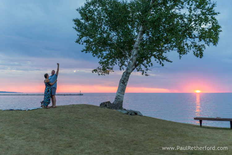 Surprise Wedding Engagement session Petoskey waterfront bayfront park photography