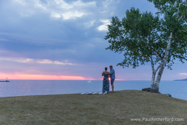 Surprise Wedding Engagement session Petoskey waterfront bayfront park photography