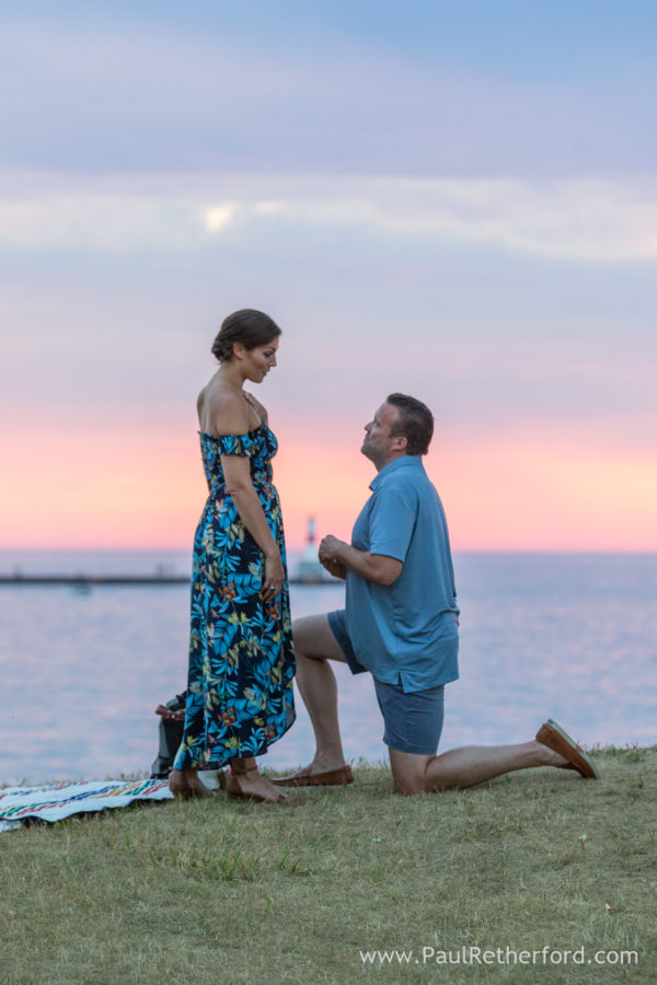 Surprise Wedding Engagement session Petoskey waterfront bayfront park photography