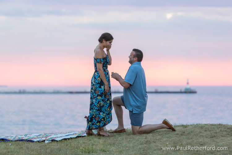 Surprise Wedding Engagement session Petoskey waterfront bayfront park photography