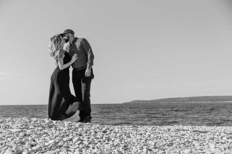 Surprise Engagement Petoskey Northern Michigan breakwall lighthouse Bayfront Park Photography