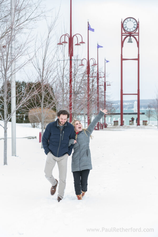 Winter engagement photography Petoskey Northern Michigan outdoor