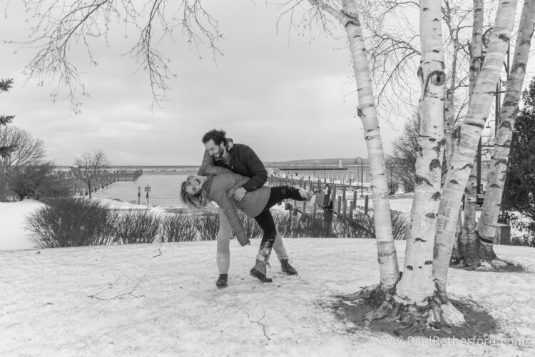 Winter engagement photography Petoskey Northern Michigan outdoor