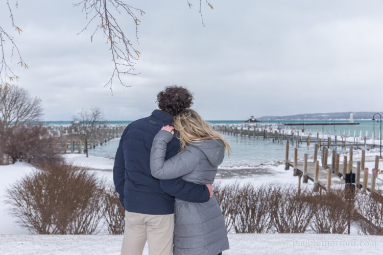 Winter engagement photography Petoskey Northern Michigan outdoor