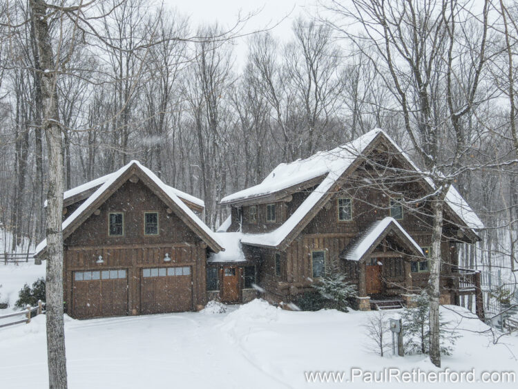 Winter Real Estate Photography Log Home