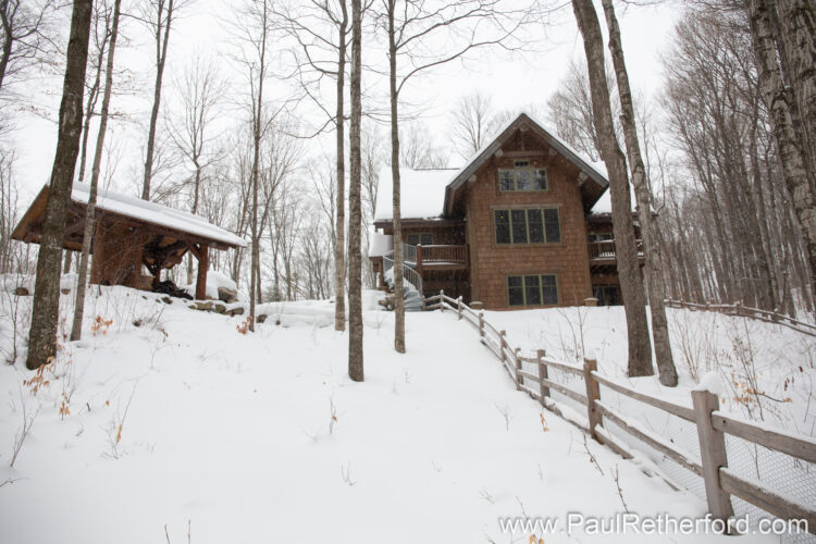 Winter Real Estate Photography Log Home
