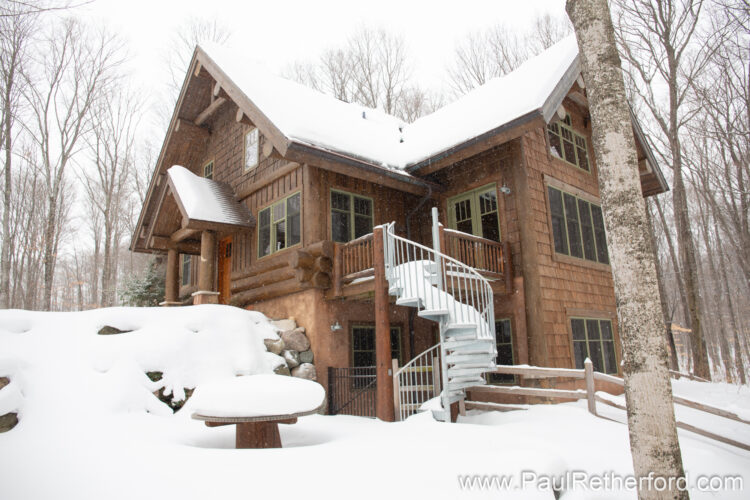 Winter Real Estate Photography Log Home