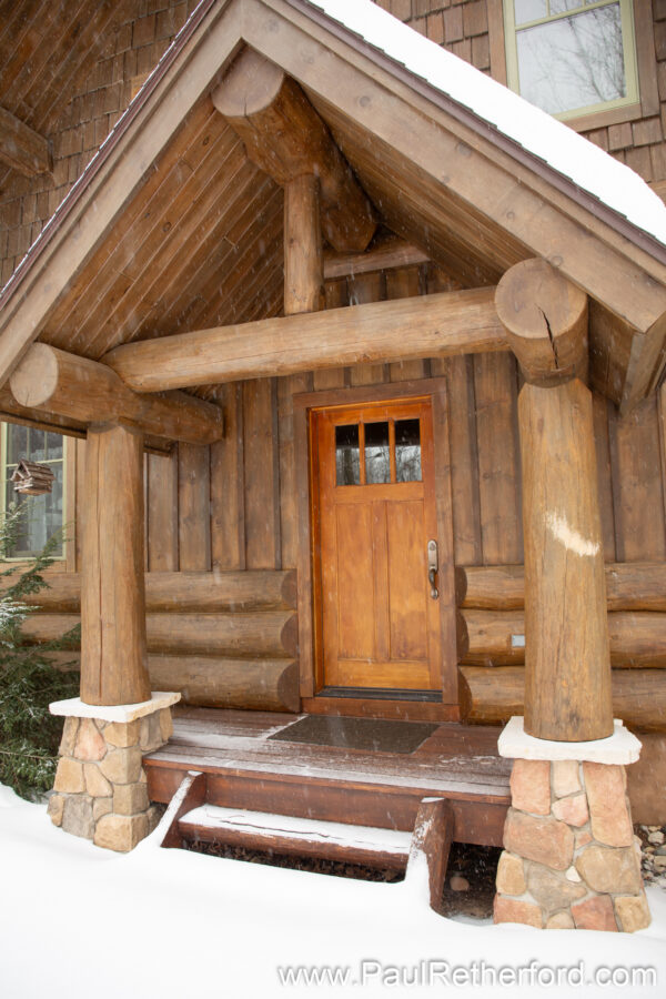 Winter Real Estate Photography Log Home